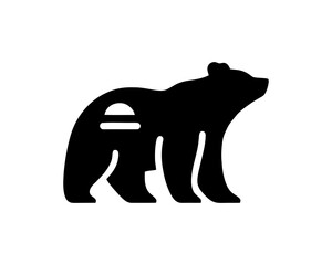 Silhouette Bear Logo Icon Vector Animal Design