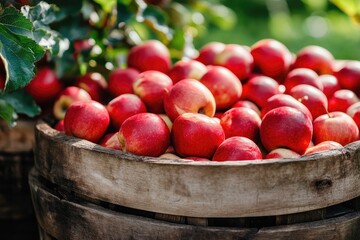 Fresh apples in wooden crate