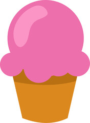 Pink Ice Cream Scoop in Simple Orange Cone