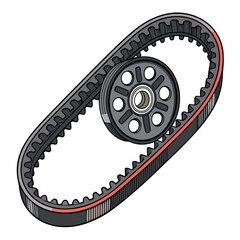 Design a vector illustration of a motorcycle drive belt, featuring bold, thick strokes and strong contrasts.  Focus on impactful visual representation.