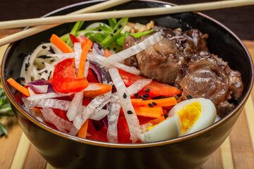 Beef Tail Soup with Egg and Vegetables, Japanese Cuisine