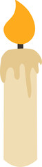Melted Wax Candle with Bright Flame Illustration
