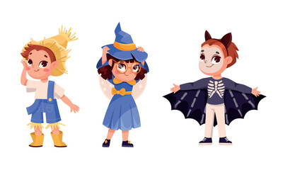 Explore charming Halloween costumes for kids, all in delightful pixel art style