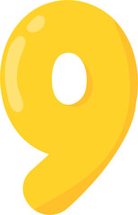 Shiny Yellow Number Nine Cartoon Illustration