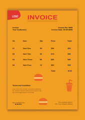 simple food business invoice template. creative invoice template design
