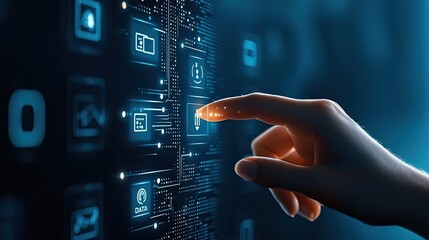 Finger touching digital interface technology for data management innovation