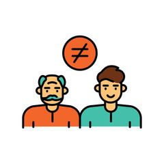 Intergenerational inequality color line icon for digital and print projects.