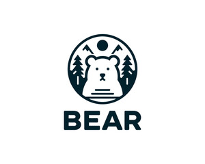 Flat design bear logo for modern business branding