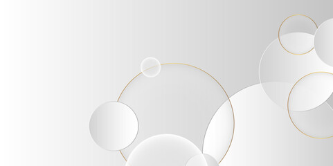 Transparent overlapping circles on a light background. sale product banner with a podium platform and round golden geometric shapes. vector illustration. graphic design Banner, Copy space Pattern web.