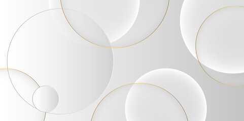 Transparent overlapping circles on a light background. sale product banner with a podium platform and round golden geometric shapes. vector illustration. graphic design Banner, Copy space Pattern web.