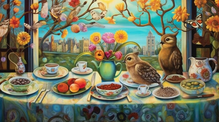  a picnic in the park on a warm, sunny day