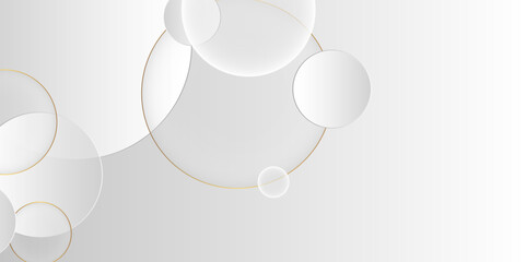 Transparent overlapping circles on a light background. sale product banner with a podium platform and round golden geometric shapes. vector illustration. graphic design Banner, Copy space Pattern web.