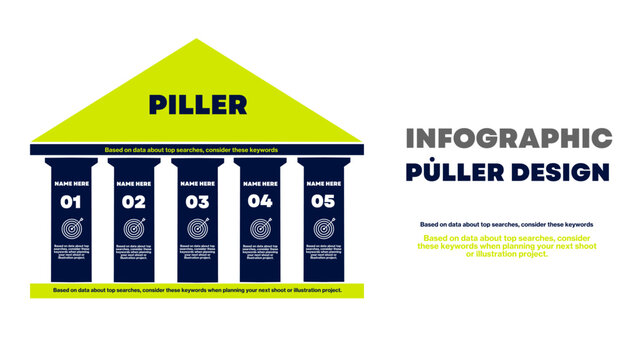Five pillars Infographic design.infographic 5 point template with strong pillar building on center for slide presentation