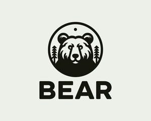 Flat design bear logo for modern business branding