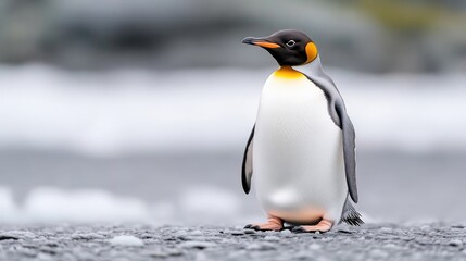 Obraz premium Antarctic penguin standing on icy ground