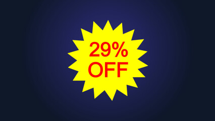 Yellow star and 29% discount icon illustration, ideal for sales, promos , and online store use, and e-commerce illustration.