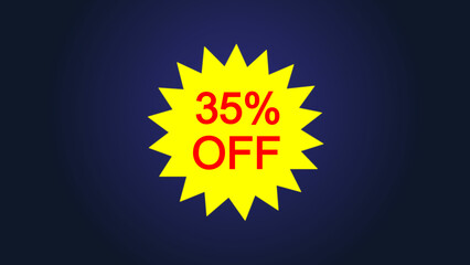 Yellow star and 35% discount icon illustration, ideal for sales, promos , and online store use, and e-commerce illustration.
