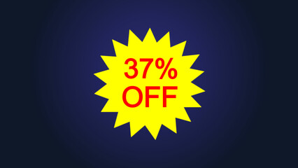 Yellow star and 37% discount icon illustration, ideal for sales, promos , and online store use, and e-commerce illustration.