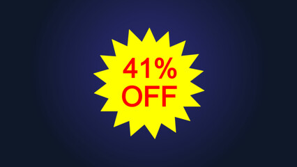 Yellow star and 41% discount icon illustration, ideal for sales, promos , and online store use, and e-commerce illustration.