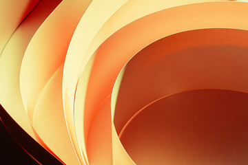 Abstract shapes concept design background from yellow papers. Geometric wave abstract design...