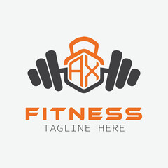 initial monogram for Fitness logo with Polygon style design