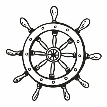 Vintage Nautical Ship Wheel  Illustration for Maritime Designs