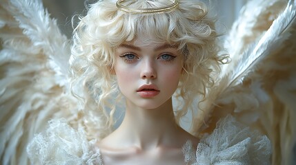 Fototapeta premium A serene young angel with ethereal beauty.