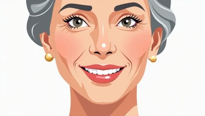 Beautiful gorgeous 50s mid aged mature woman looking at camera isolated on white. Mature old lady close up portrait. Healthy face skin care beauty, middle age skincare cosmetics, cosmetology concept