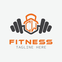 initial monogram for Fitness logo with Polygon style design