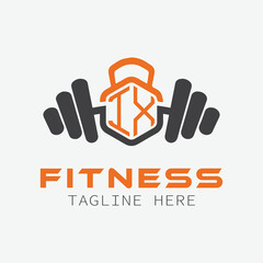 initial monogram for Fitness logo with Polygon style design