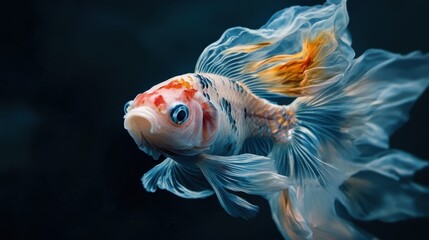 Fototapeta premium elegant goldfish with flowing fins