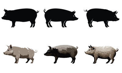 Pig Silhouette Vector Illustration Perfect for T Shirts Prints and Digital Projects
