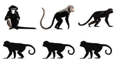 Monkey Silhouette Vector Illustration Perfect for T Shirts Prints and Digital Projects