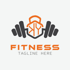 initial monogram for Fitness logo with Polygon style design
