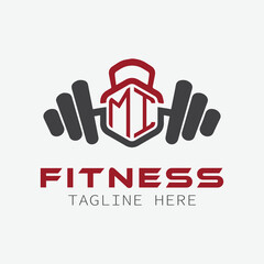 initial monogram for Fitness logo with Polygon style design