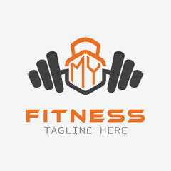 Fototapeta premium initial monogram for Fitness logo with Polygon style design