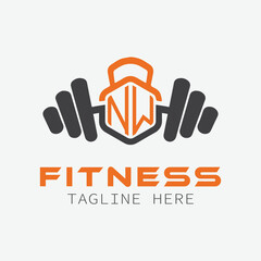 Fototapeta premium initial monogram for Fitness logo with Polygon style design