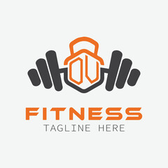 initial monogram for Fitness logo with Polygon style design