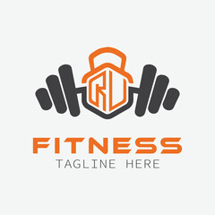 initial monogram for Fitness logo with Polygon style design
