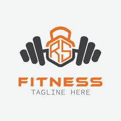Fototapeta premium initial monogram for Fitness logo with Polygon style design
