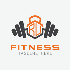 Fototapeta premium initial monogram for Fitness logo with Polygon style design