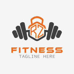 Fototapeta premium initial monogram for Fitness logo with Polygon style design