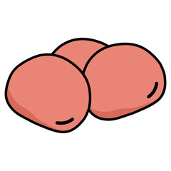 meatball food nature healthy flat color vector illustration template design