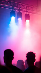 Silhouetted Concert Crowd Under Pink and Blue Stage Lights
