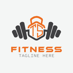 initial monogram for Fitness logo with Polygon style design