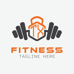 initial monogram for Fitness logo with Polygon style design