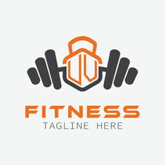 initial monogram for Fitness logo with Polygon style design