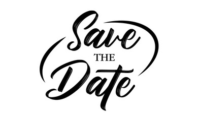 Save the date elegant design, with rounded frame. Typographic calligraphy invitation.