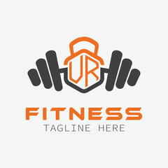 initial monogram for Fitness logo with Polygon style design