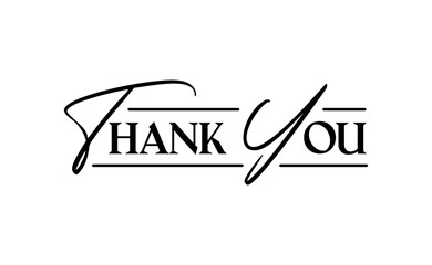 Thank You Typography, Elegant Black and White Design lettering, thanks message